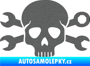Samolepka Lebka 030 pravá mechanik škrábaný titan