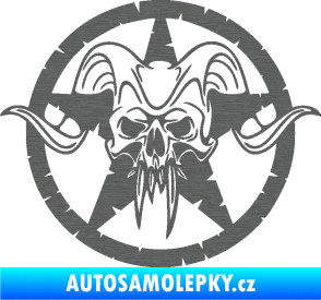 Samolepka Lebka 039 levá army hvězda škrábaný titan