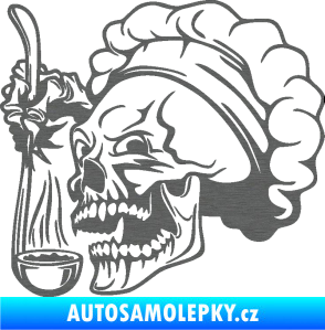 Samolepka Lebka 042 kuchař levá škrábaný titan