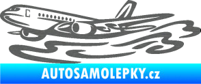 Samolepka Letadlo 026 levá v oblacích škrábaný titan
