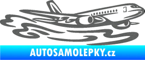 Samolepka Letadlo 026 pravá v oblacích škrábaný titan