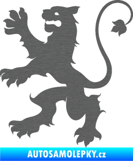 Samolepka Lev heraldika 002 levá škrábaný titan
