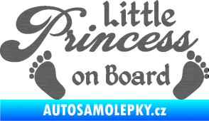 Samolepka Little princess on board 002 nápis s nožičkami škrábaný titan