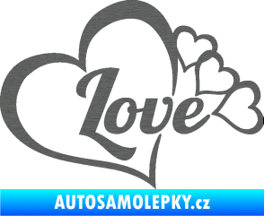 Samolepka Love nápis se srdíčky škrábaný titan