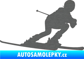 Samolepka Lyžař 002 pravá škrábaný titan