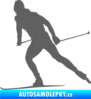 Samolepka Lyžař 006 levá běžky škrábaný titan