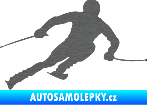 Samolepka Lyžař 012 pravá škrábaný titan