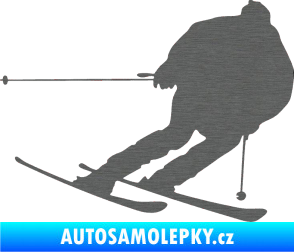 Samolepka Lyžař 019 pravá škrábaný titan
