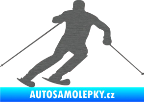 Samolepka Lyžař 021 pravá škrábaný titan