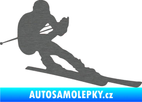 Samolepka Lyžař 022 pravá škrábaný titan