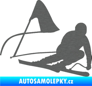 Samolepka Lyžař 025 pravá škrábaný titan