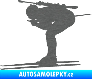 Samolepka Lyžař 028 levá - biatlon škrábaný titan