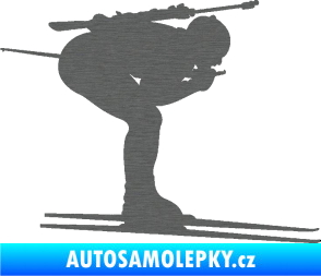 Samolepka Lyžař 028 pravá - biatlon škrábaný titan