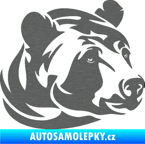 Samolepka Medvěd 007 pravá hlava škrábaný titan