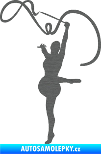 Samolepka Moderní gymnastika 003 levá gymnastka se stuhou škrábaný titan