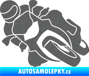 Samolepka Motorka 001 levá silniční motorky škrábaný titan