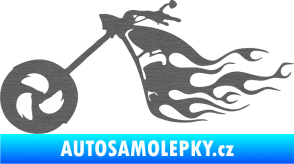 Samolepka Motorka 042 levá plameny škrábaný titan