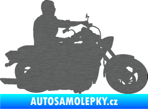 Samolepka Motorka 049 pravá škrábaný titan