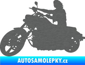 Samolepka Motorka 050 levá škrábaný titan