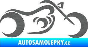 Samolepka Motorka 057 pravá obrys škrábaný titan