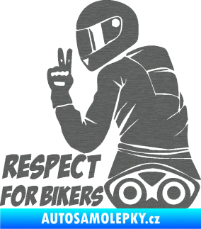 Samolepka Motorkář 003 levá respect for bikers nápis škrábaný titan