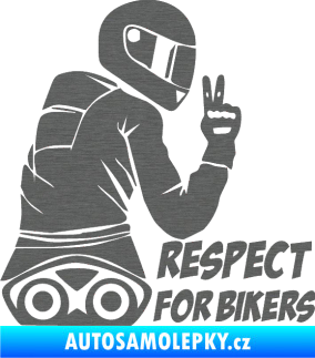 Samolepka Motorkář 003 pravá respect for bikers nápis škrábaný titan