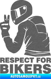 Samolepka Motorkář 004 respect for bikers nápis škrábaný titan