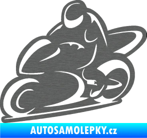 Samolepka Motorkář 011 levá škrábaný titan