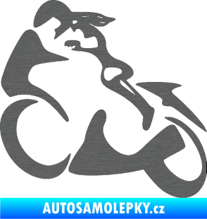 Samolepka Motorkářka 001 levá škrábaný titan