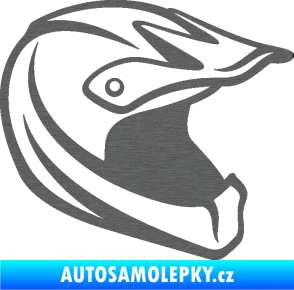 Samolepka Motorkářská helma 001 pravá škrábaný titan