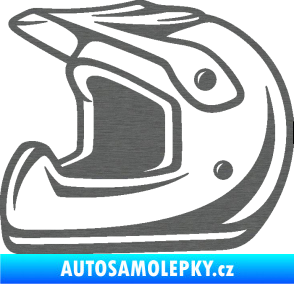 Samolepka Motorkářská helma 002 levá škrábaný titan