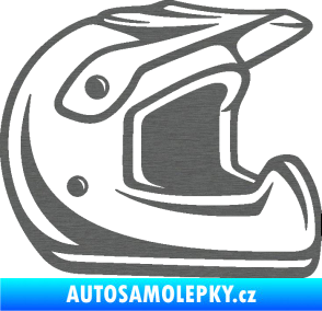 Samolepka Motorkářská helma 002 pravá škrábaný titan