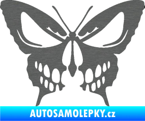 Samolepka Motýl 017 lebka škrábaný titan