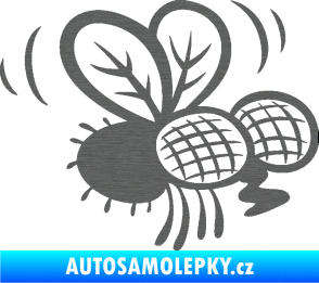 Samolepka Moucha 002 pravá škrábaný titan