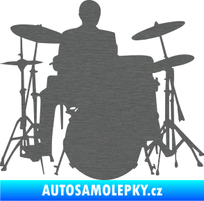 Samolepka Music 009 pravá hráč na bicí škrábaný titan