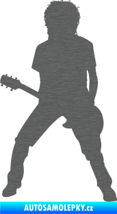 Samolepka Music 010 levá rocker s kytarou škrábaný titan