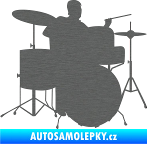 Samolepka Music 011 pravá hráč na bicí škrábaný titan
