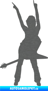 Samolepka Music 016 levá rockerka s kytarou škrábaný titan
