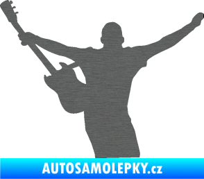 Samolepka Music 024 levá kytarista rocker škrábaný titan