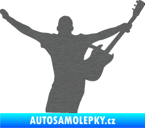 Samolepka Music 024 pravá kytarista rocker škrábaný titan