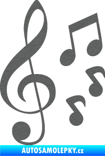 Samolepka Music noty a houslový klíč 002 škrábaný titan