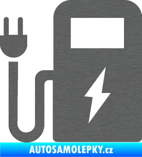 Samolepka Nabíjecí stanice 001 levá elektromobil charge škrábaný titan