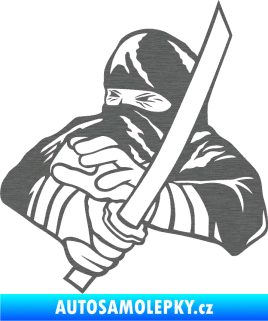 Samolepka Ninja silueta levá škrábaný titan