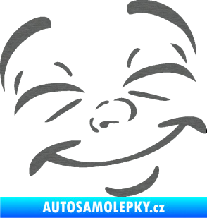 Samolepka Obličej 004 pravá šťastný škrábaný titan