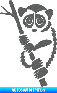 Samolepka Opice 004 levá lemur na stromě škrábaný titan