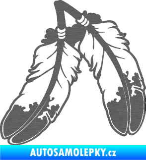 Samolepka Peříčka 003 levá indiánský motiv škrábaný titan