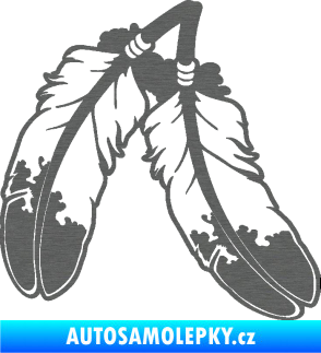 Samolepka Peříčka 003 pravá indiánský motiv škrábaný titan