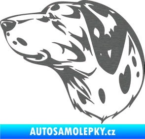Samolepka Pes 002 levá Dalmatin škrábaný titan
