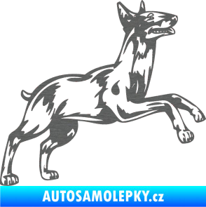 Samolepka Pes 015 pravá Bulteriér škrábaný titan