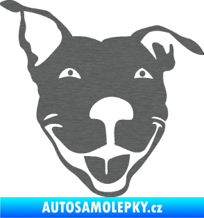 Samolepka Pes 072 pravá Pitbull škrábaný titan